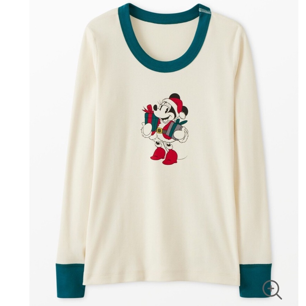 Hanna Andersson Cream Red and Green Minnie Mouse Pajama Top